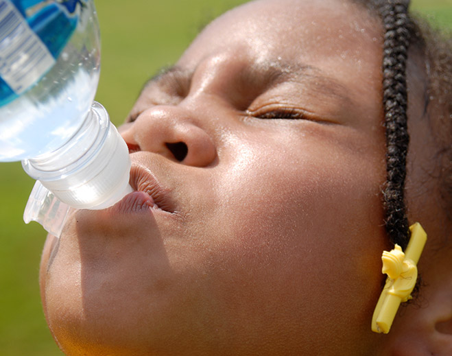 girl drinking water