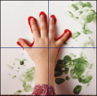 child hand finger painting