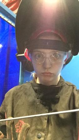 molly with welding mask